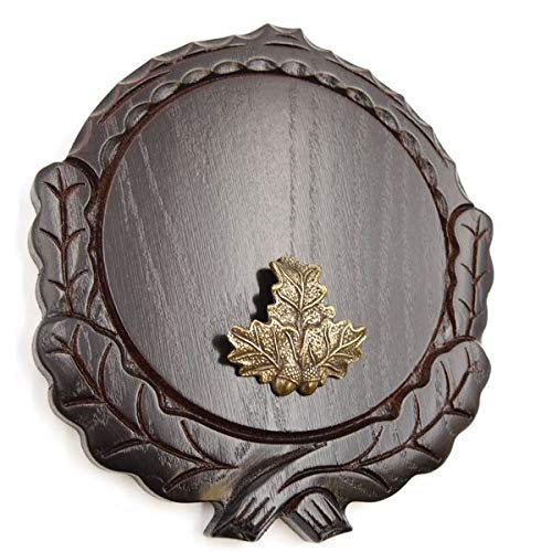 Placa de cuña tallada oscura AF 16 cm con 1 pieza de hoja de roble, portada pequeña de cuña, tabla de especias, placa de trofeo.