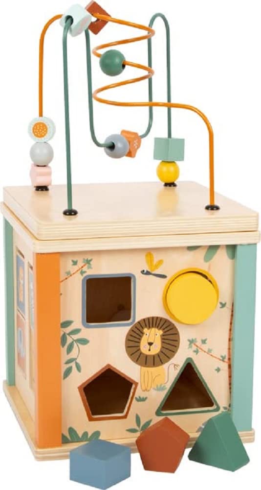 Small Foot Cubo motricità Safari, Giocattolo educativo per Neonati e Bambini, in Legno, da 12 Mesi,11960
