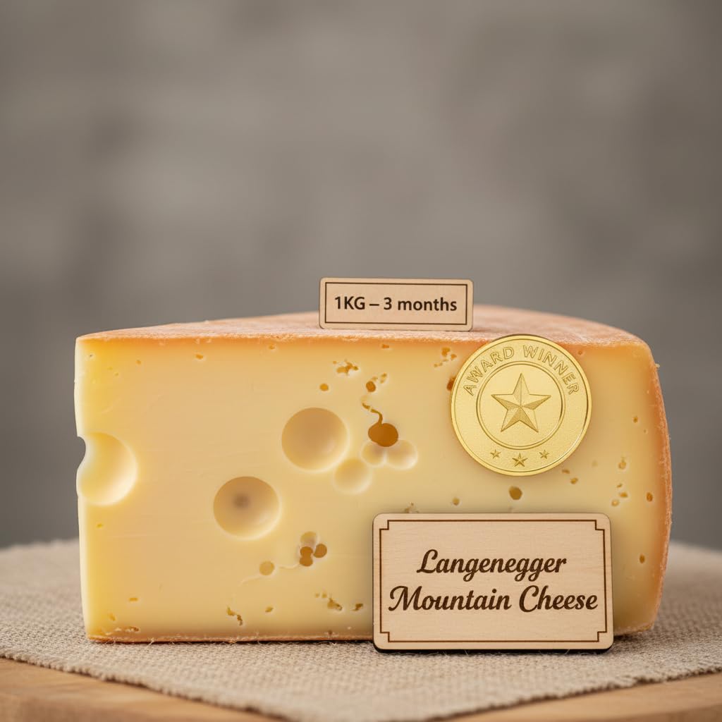 Bregenzerwälder Bergkäse – Mehrfach Gold-prämiert – aus 100% Heumilch – Traditionell handgereift & laktosefrei – Frisch vom Laib geschnitten (1000 g, Würzig (6 Mon.))