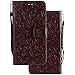 Produktbild LEMORRY Handyhülle für Nokia Lumia 630 Case Leather Flip Wallet Pouch Slim Fit Bumper Protection Magnetic Strap Stand Card Slot Soft TPU Cover for Nokia Lumia 630, Blühen Braun