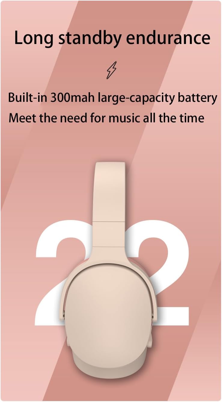 Headphones with text indicating long standby endurance and 300mAh battery