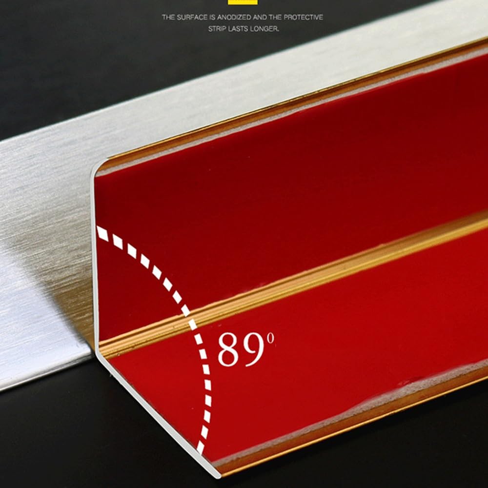 Protector de esquina pared aluminio Protectores moldura en L Tira protectora borde metal autoadhesiva 39 "para zócalo ventana puerta(Brushed Silver,W 4 CM (1 3/5inch))