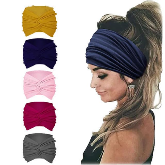 SALAKASWEAT HEADBAND WOMEN 5PACK (DarkYellow,Blue,Pink,Red,Grey), STANDARD