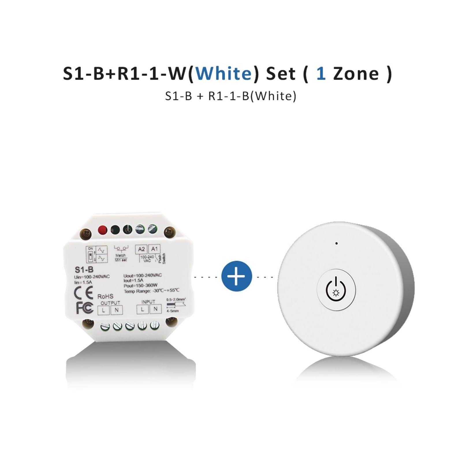 Controlador regulador de intensidad LED 220V 110V 230V AC Triac Dimmer 2,4G Control remoto 220 voltios S1-B interruptor de botón atenuador for bombillas LED(S1-B and R1-1 White)