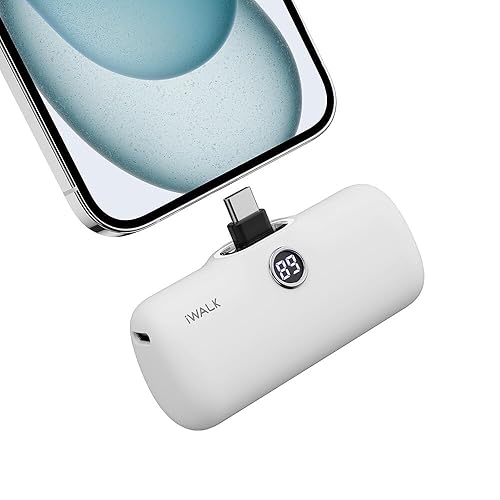 iWALK Cargador portátil de 4800 mAh, 20 W, USB C, batería de carga rápida pequeña con pantalla LED compatible con iPhone 15, 15 Plus, 15 Pro, 15 Pro