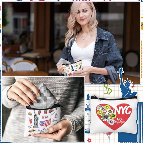 Image of Dansydaisy 32 Pcs New York Souvenirs New York Gifts USA Souvenirs Small Canvas Coin Purse Cute Change Purse Zipper Coin Pouch Mini Coin Bag Tiny Pouch for Women Traveler Birthday Gifts