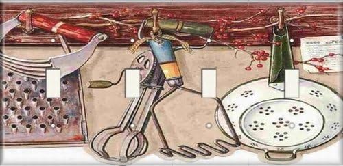 Four Switch Plate - Kitchen Utensils