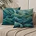 Federa Cuscino 50x50 Verde acqua Cuscini Divano Astratto Cuscini da Esterno Impermeabili Velluto Set di 2 Decorativi Cushion Covers per Giardino Soggiorno Sofá Balcone Patio, Regalo per Donne 1B-796 immagine