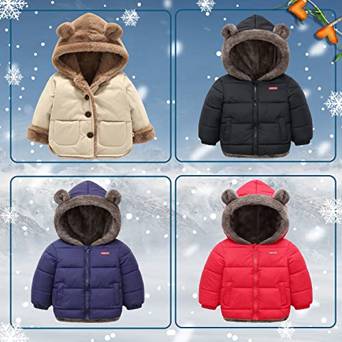 Fairy Baby Baby Boys Girls Winter Coats Cute Bear Ear Hooded Jacket Warm Fleece Lined Windproof Snowsuit Outerwear Infant Toddler 9-12M #TOP5