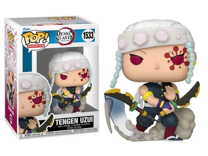 Funko Tengen Uzui with Sword Nunchuck + Pop Protector: Demon Slayer Pop! Animation Vinyl Figure (Gift Set Bundled with ToyBop Brand Box Protector Collector Case) (Tengen Uzui with Headband)