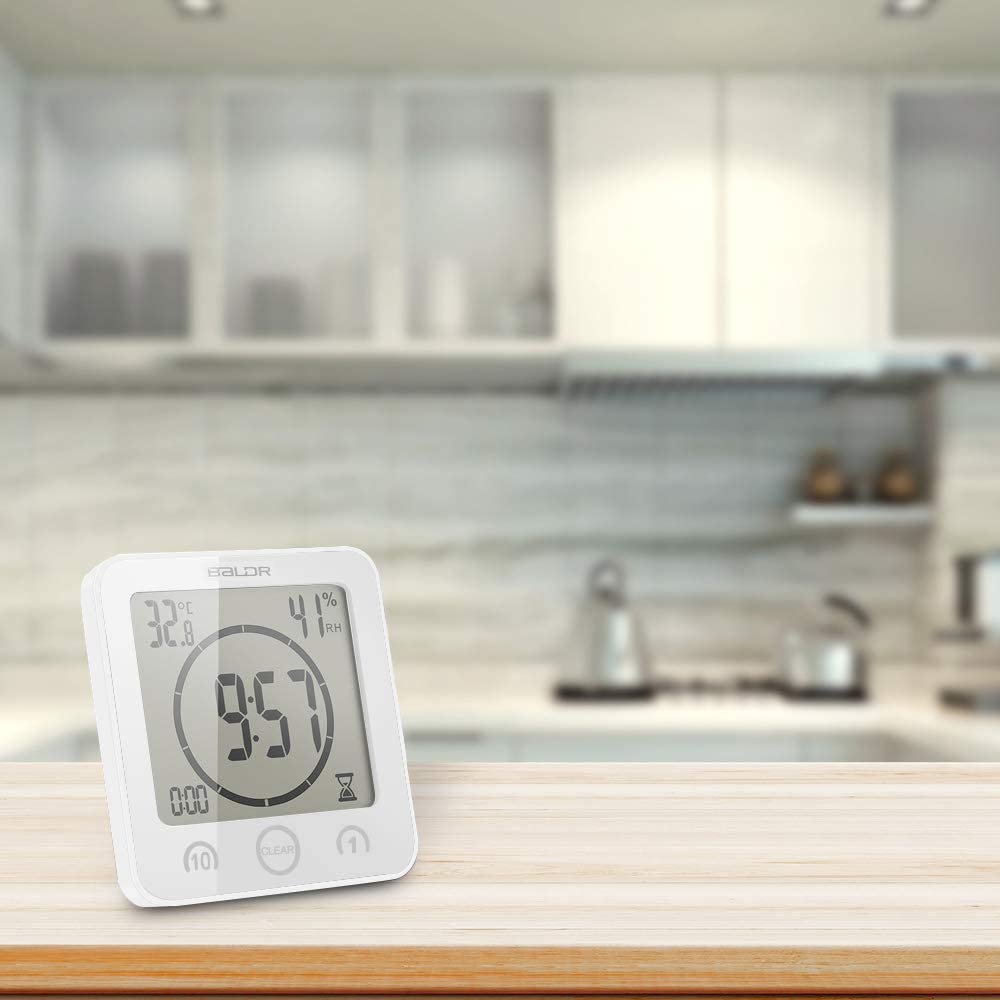 Reloj de ducha digital con temporizador de pantalla LCD grande con pantalla táctil y pantalla de temperatura para baño, ducha, cocina