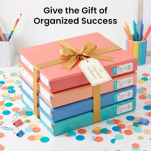 Yoobi 1 Inch Binder Set, 3 Ring Binders with Plastic Cover, 2 Pocket Sleeves and D Rings, Organizer for up to 220 Sheets of Loose Paper, 4 Pack Cute Binders, Multicolor, Office or School Supplies
