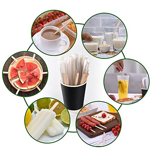 MFJUNS 200pcs Individually Wrapped Coffee Stirrers Wood - 5.5" Coffee Stir Sticks, Round End Disposable coffee stirrer, For Coffee, Cocktail and Hot Drinks - image 6