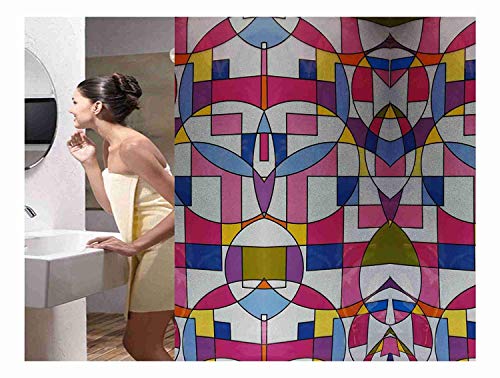 Image of ELTON 3D Vinyl Self Adhesive Decorative, Heat Control Anti UV, Moroccan Privacy Film for Bathroom Door Window (Multicolor, 2 x 50 feet)