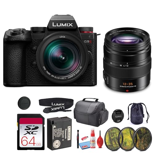 Panasonic Lumix G9 II Hybrid Mirrorless Camera with 12-60mm Lens, High-Resolution Photo Video Bundle + Filter Kit + 64GB Memory Card + Card Reader + More