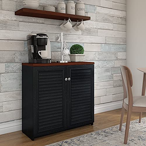 Bush Furniture Fairview Small Storage Cabinet With Doors In Antique Black And Hansen Cherry #TOP1