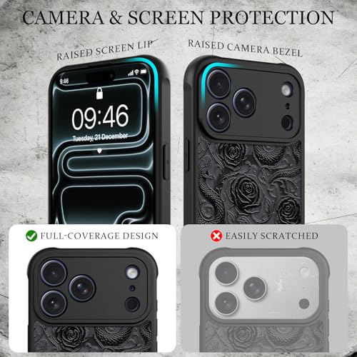 Coque iPhone 17 Pro Max antichoc MagSafe serpent rose TPU mat noir - 5