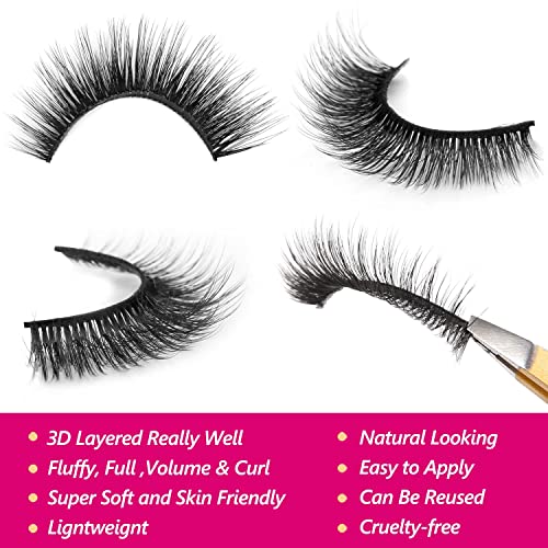 Eliace False Eyelashes - Eliace Pretty Short Lashes Natural Look 3D Faux Mink Vegan Wispy Lashes Pack thumb #4