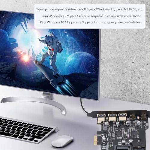 Tarjeta PCI Express de 20 Gbps con 3 tipo A y 2 tipo C para Linux 3