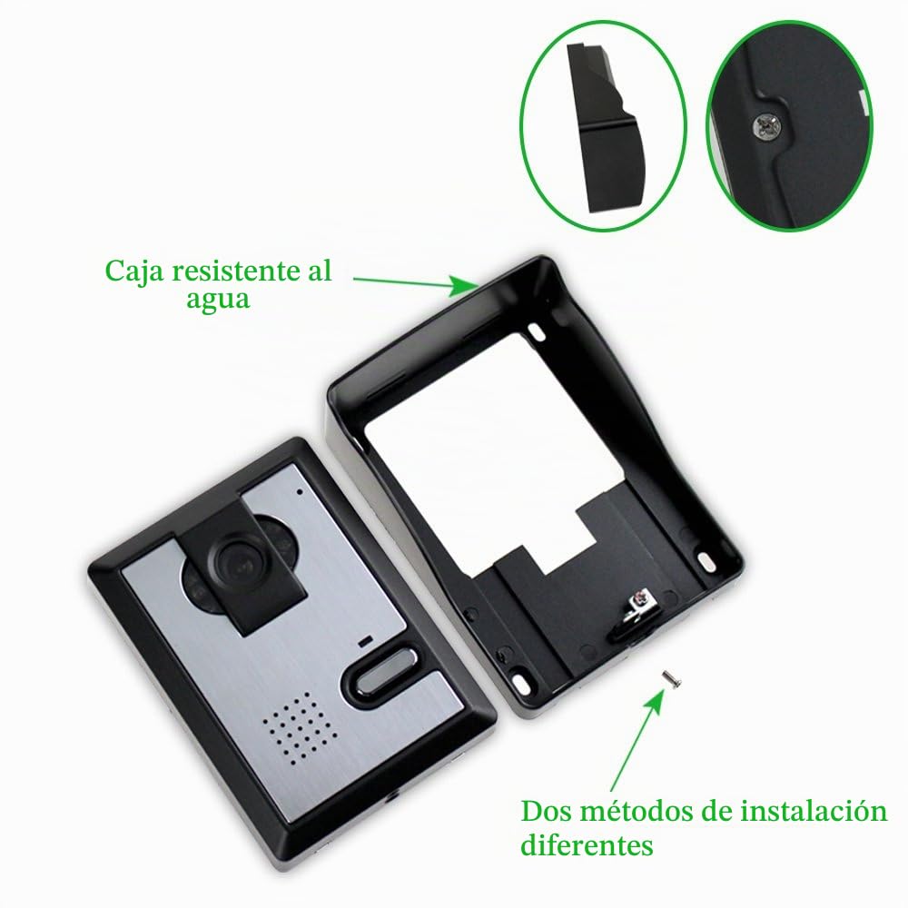 LIBO 7" Cable Hogar Videoportero Interfono Timbre de Puerta IR Nocturna Cámara 25 Anillos IP54 Impermeable para Cerradura de Puerta Sistema de Entrada