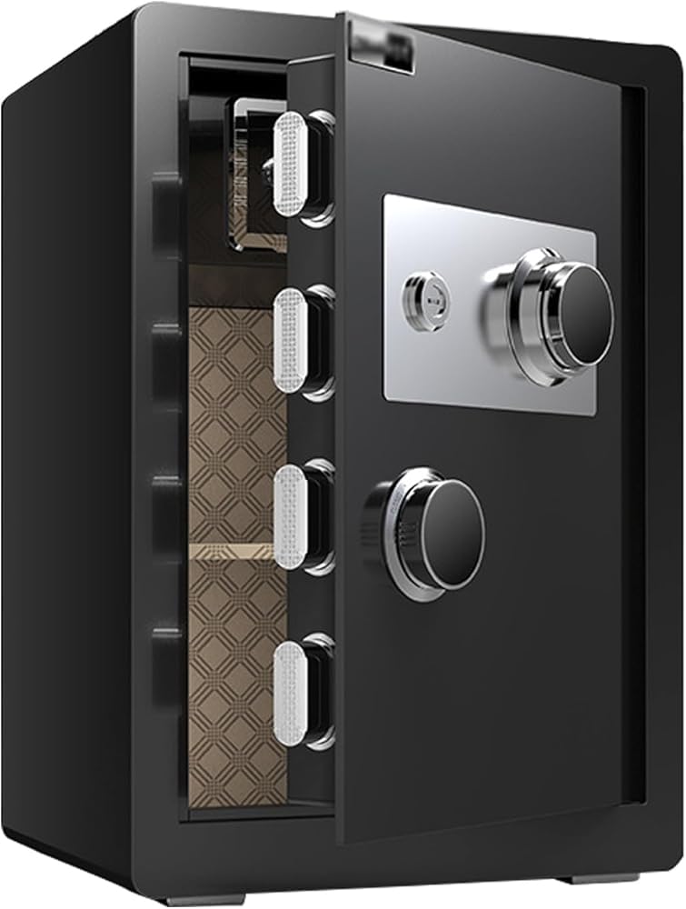 SENJINGHUA Mechanical Dial Combination Safe,Large Lock Box with Key Security Safebox,Fire Safe Box for Home, Office, Hotel(Size:70cm,Color:Brown)