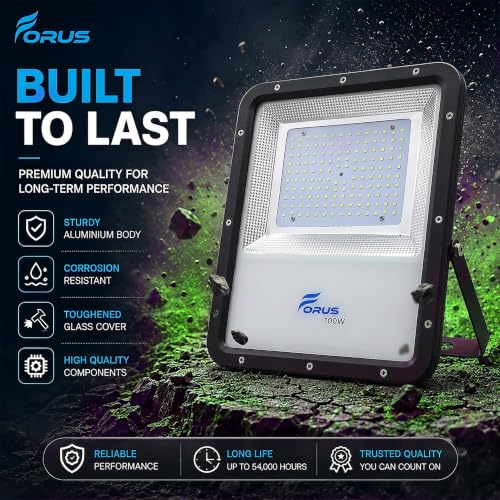 Image of Forus 100W Green Color Flood Light Outdoor LED Waterproof Decorative Focus Lamp for Home Garden Events Security Terrace Landscape Pathway Building Festival Stage Party Celebration Lighting - 1 Pc