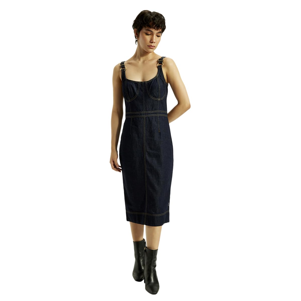 Levi's Women's Solid Navy Denim Dress in navy