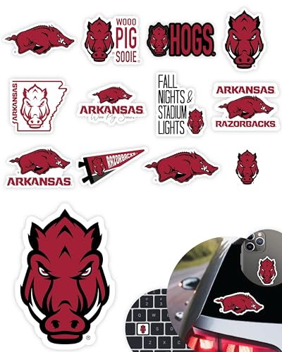 Image of Arkansas Razorback Stickers & Decals, Car Decal, Vinyl Sticker Set 14 Pc