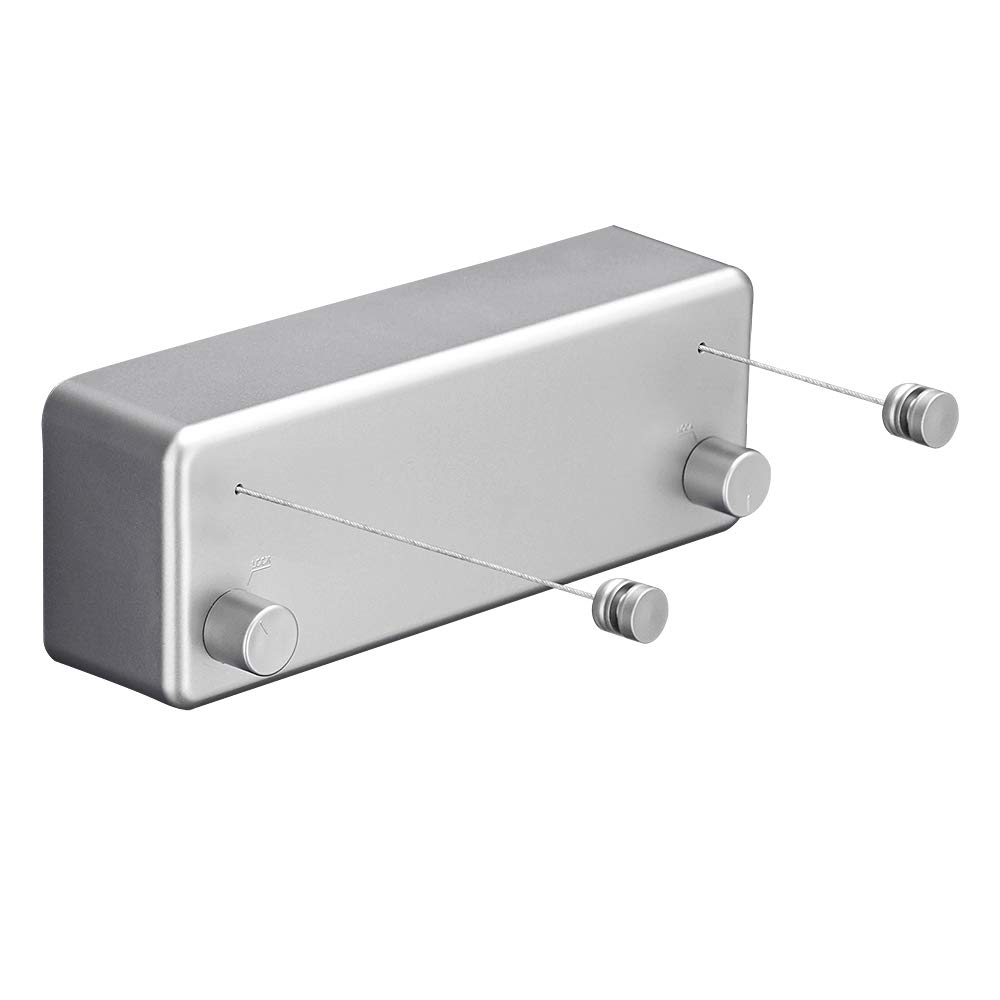 BESy Retractable Clothesline ABS case+Aluminum Dryer with Adjustable Stainless Steel Double Rope String Hotel Style Heav