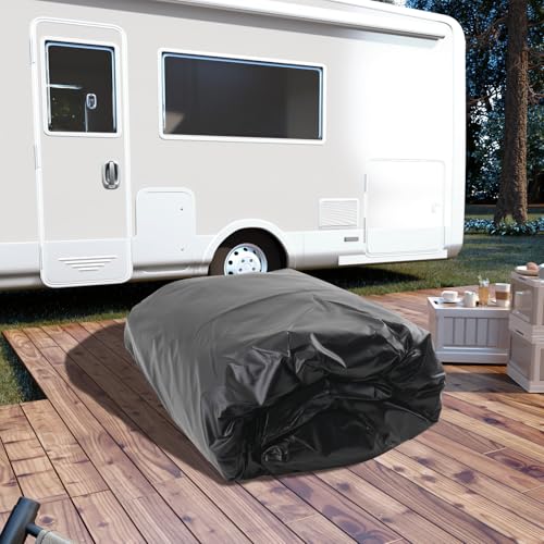 L-home Wohnmobil Abdeckung Schutzhülle Abdeckplane Dachschutz Dachschutzplane Plane Dachplane Caravan für Wohnwagen und Wohnmobile, 3x6.5m(Schwarz)