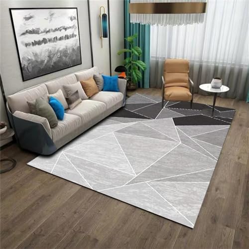 Tapis chambre enfant gris à lignes géométriques pour salon moderne - 2