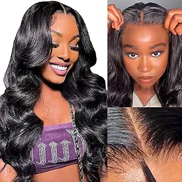 AMAZON - Gomivita Wear and Go Glueless Wig,Glueless Wigs Human Hair Pre Plucked for Beginners,Body Wave Lace Front Wigs Human Hair Ready to Wear Wigs Glueless Human Hair 4×4 Lace Pre Cut 180 Density 22 Inch