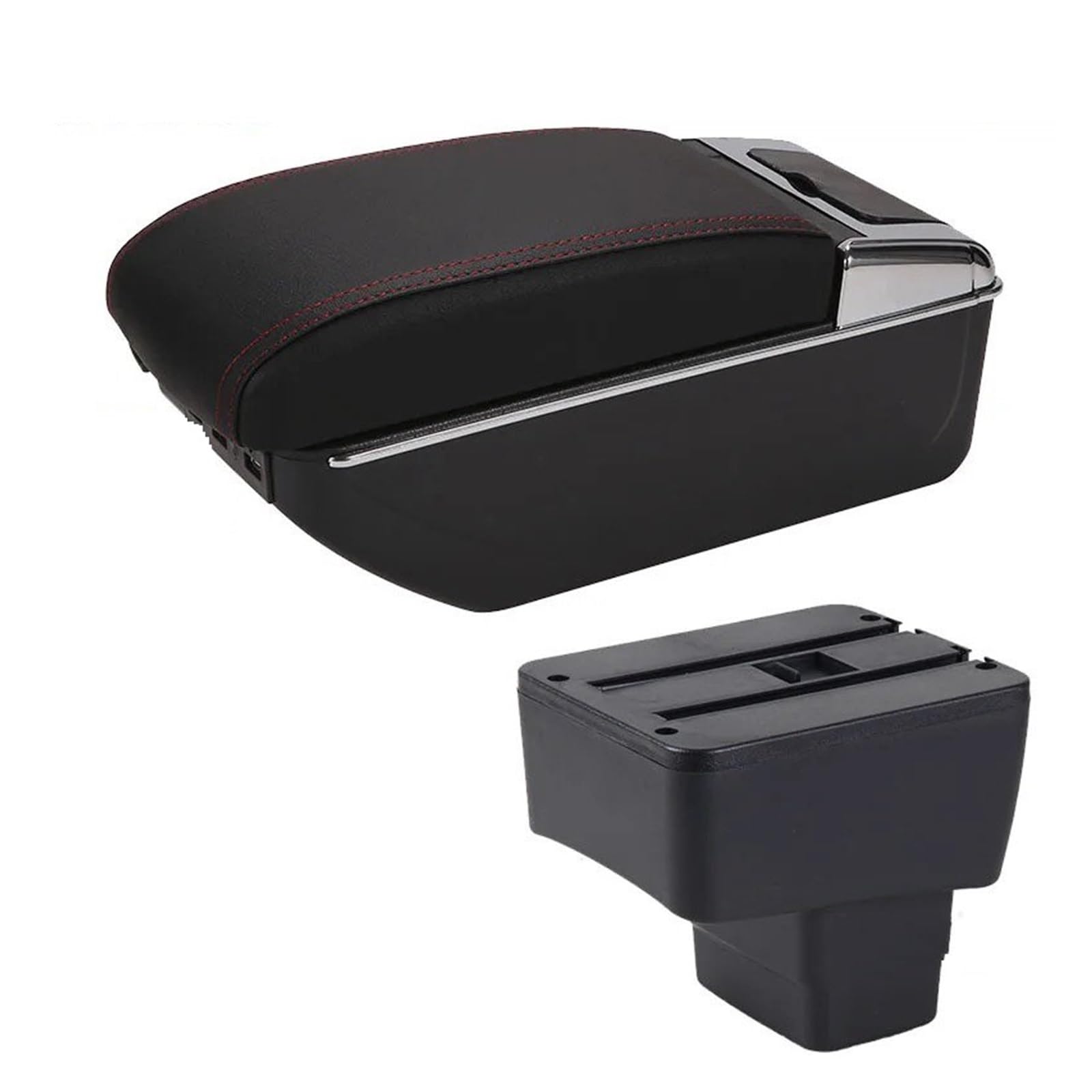 GBGWRMRYX Center Armrest Box For Mazda 2 For Skyactiv Version Cx3 For CX-3 Car Armrest Retrofit Storage Box Accessories Charging With USB Arm Rest(A Black red 7USB)