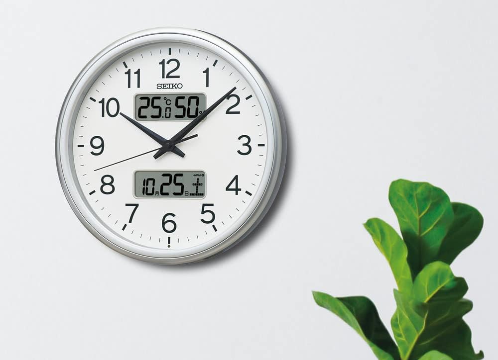 Seiko Clock KX275S Analogue Wall Clock with Temperature and Humidity Indicator Silver Metallic 290 x 50 mm