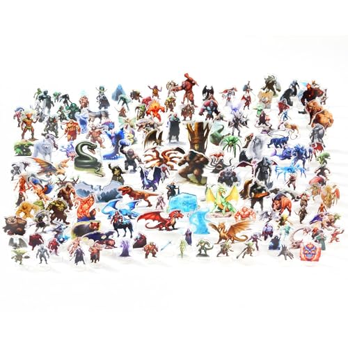 MEEFYLION DND Flat Miniatures: Dungeons and Dragons Starter Bundle 170 minis Set 28mm Fantasy Art Minis for D&D 5E Pathfinder Plastic Figures for TTRPG Tabletop RPG Games Accessories Gift for DM