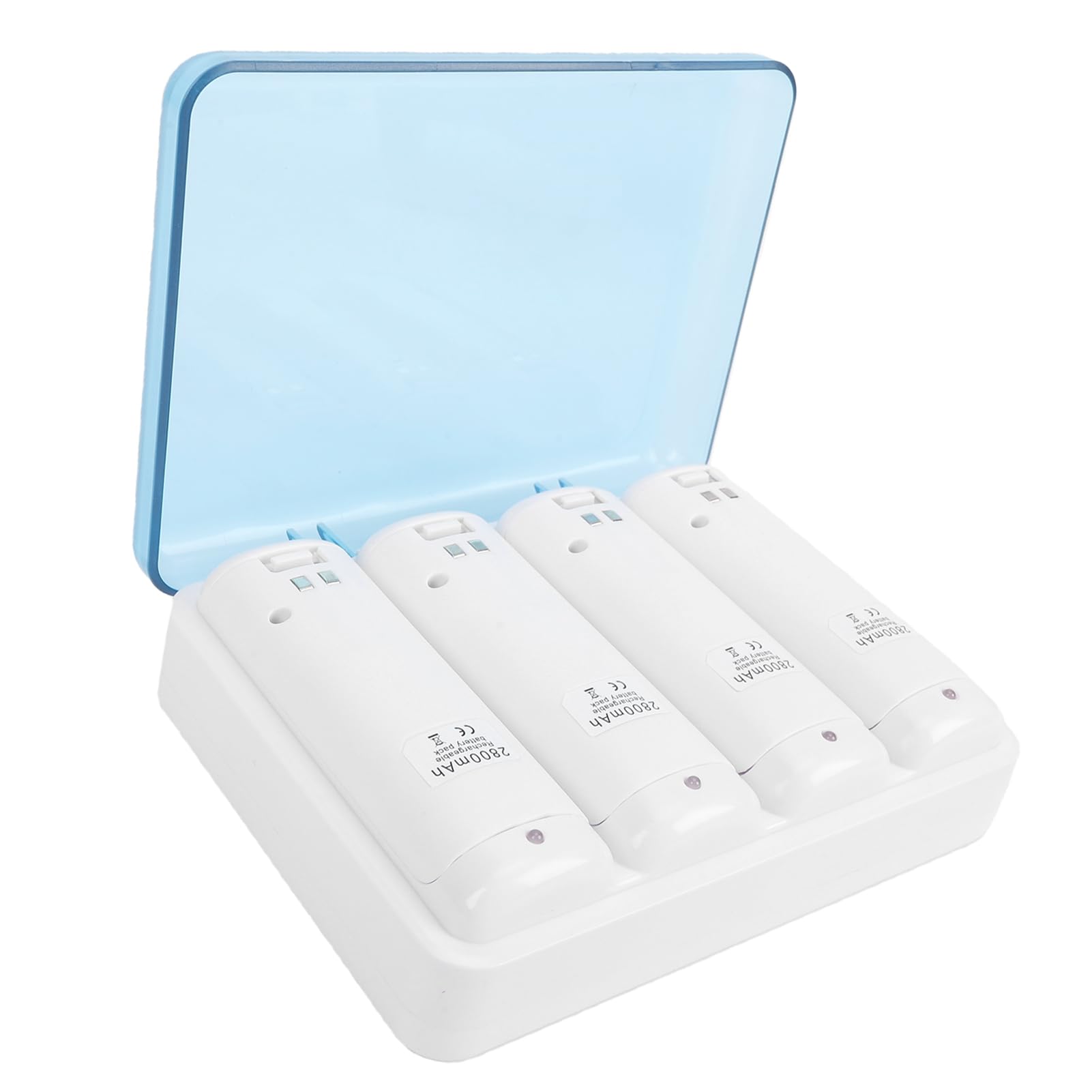 Station de Charge à Distance pour Batteries, Chargeur 4 en 1 avec 4 Batteries NiMH Rechargeables de 2800 MAh, pour Manettes (White)