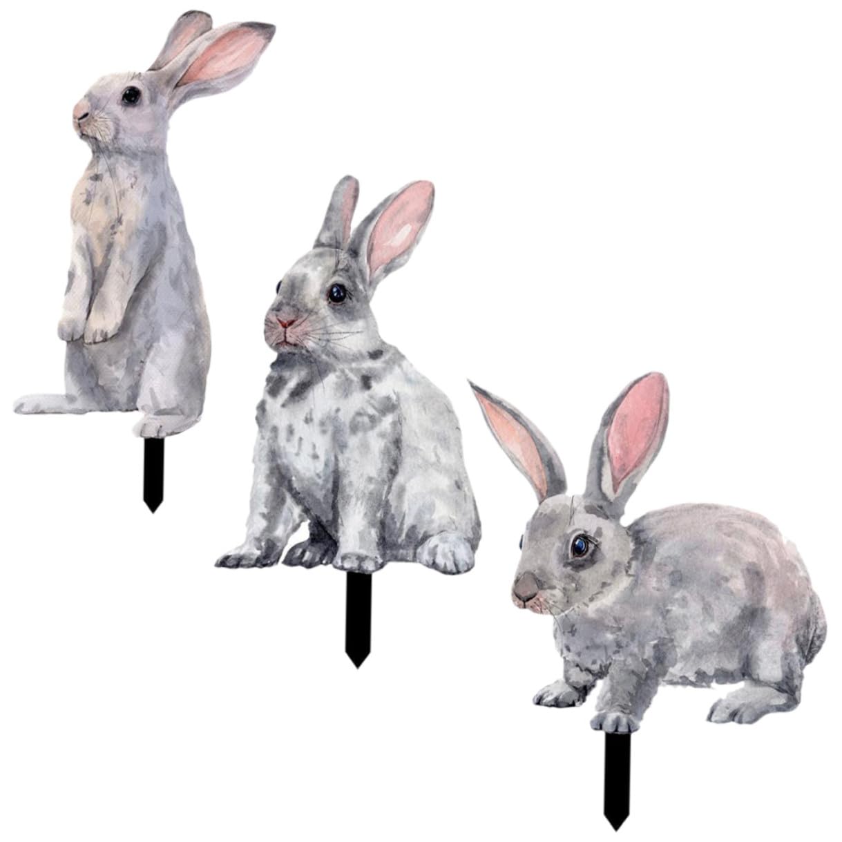 Gatuida 3 Stück Osterhasen Gartenstecker Spitz Zulaufend Hasendekoration für Gartenparty und Terrasse Außendekor