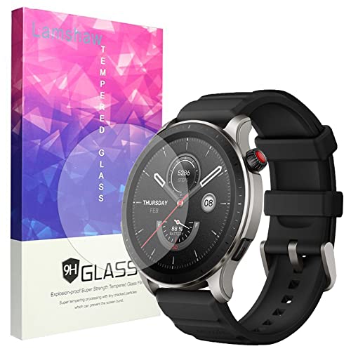 Lamshaw Compatible for Amazfit GTR 4 Screen Protector, [3 Pack] 9H Tempered Glass Screen Protector Film Compatible for Amazfit GTR 4 Smartwatch (3 pack)