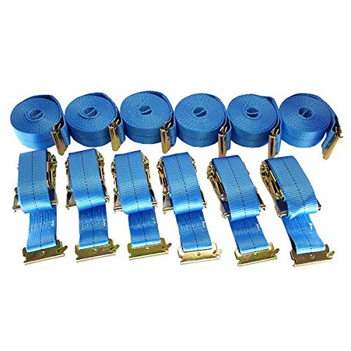 6 x Spanngurt/Zurrgurt, LC 750/1500 daN, 50 mm, 5 m, 2-teilig mit Ratsche, Beschlag für Kombi-Zurrschiene Anker Schlitz