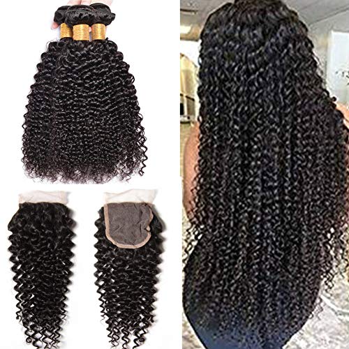 10A Malaysian Curly Wave Hair Extension 3 Bundles Malaysian Curly Weave Human Hair, 100% Unprocessed Virgin Human Hair Weft Extensions Natural Color