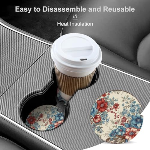 Posavasos de Madera Estampado Floral para Auto 2 Unidades miniatura 4