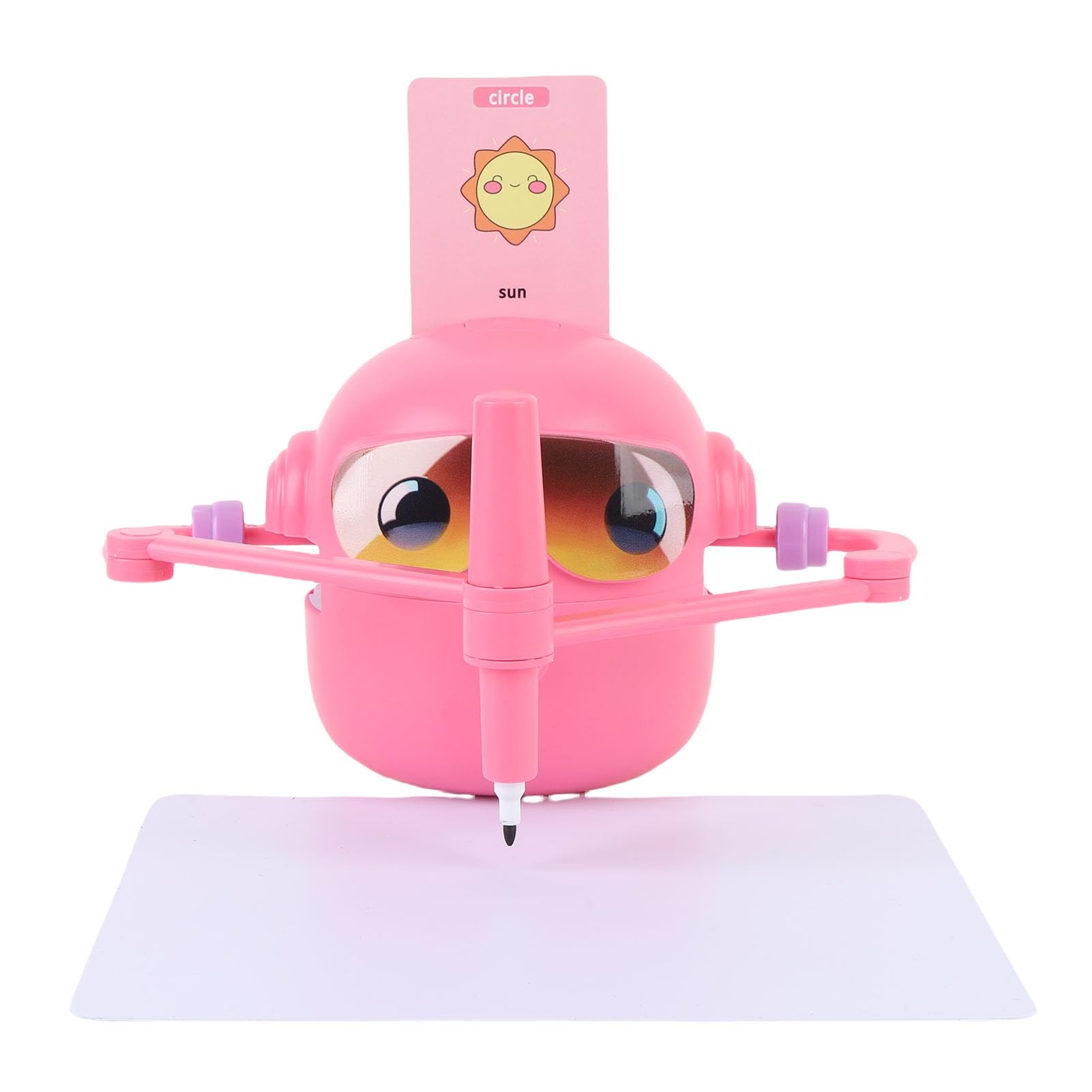 Robot da disegno automatico con 100 carte, 12 matite colorate, giocattolo robot autodisegnante facile da usare, per la coordinazione occhio-mano e lo sviluppo (rosa)