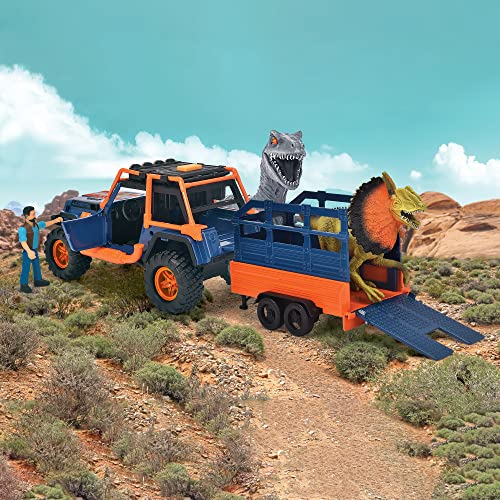 Dickie Toys - Dino Commander (40 cm) - Spielzeug-Auto „Jeepster Commander inkl. Anhänger mit Figur Plus 2 Dinosaurier - Spielzeug für Kinder ab 3 Jahren, Mehrfarbig, 203837024