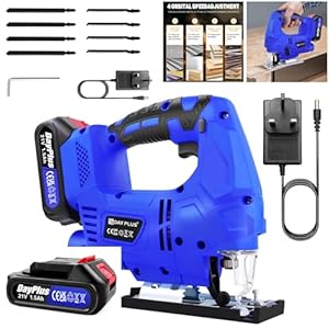 3000W Electric Cordless Jigsaw Power ±45°Cutting Jig Saws + Li Battery & Charger