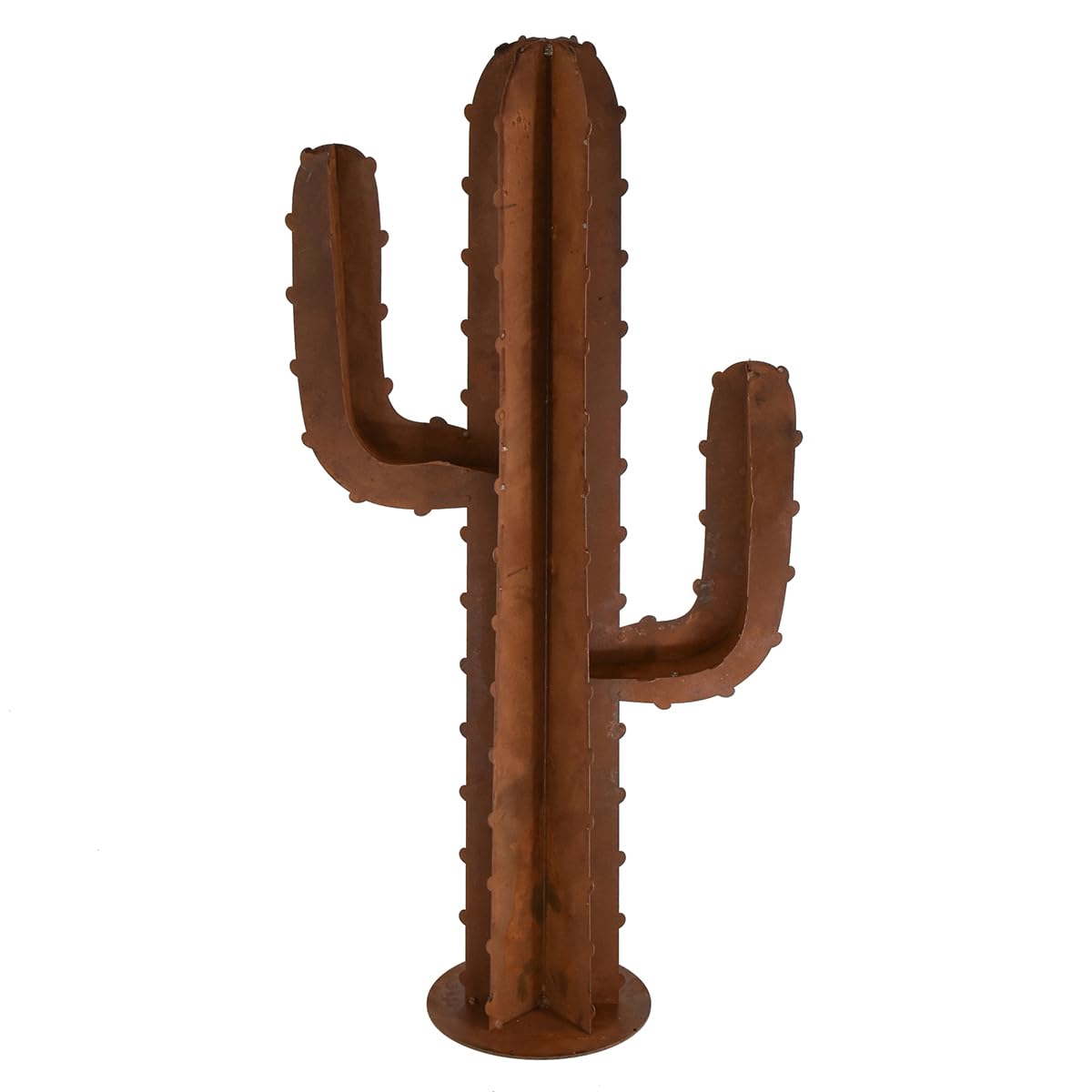 Cactus Statue Décoration en Métal Couleur Brun Ambré Effet Vieilli 60cm Déco Inspiration Voyage