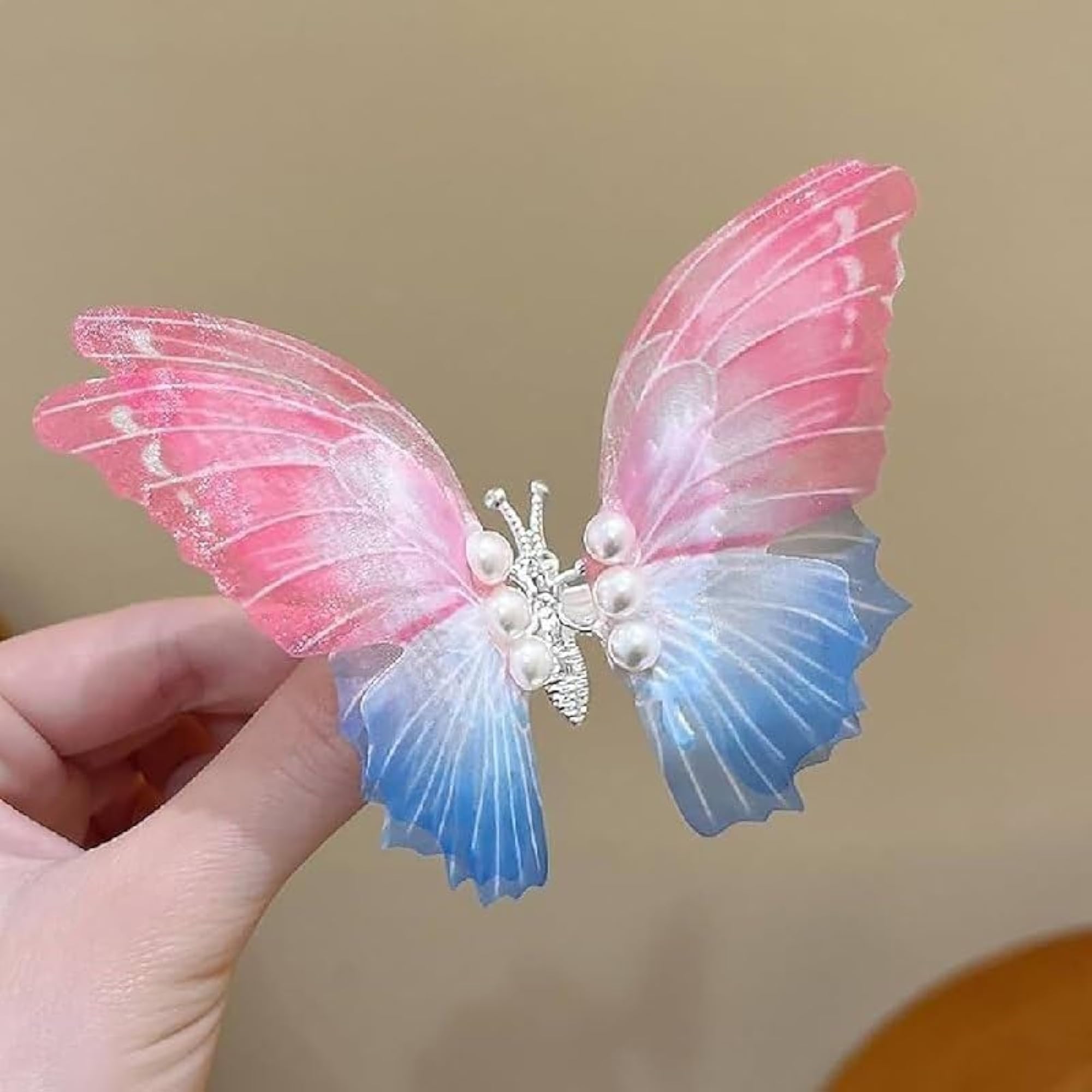 3D Pearl Butterfly Clip for Girls, Handmade Hair Accessory