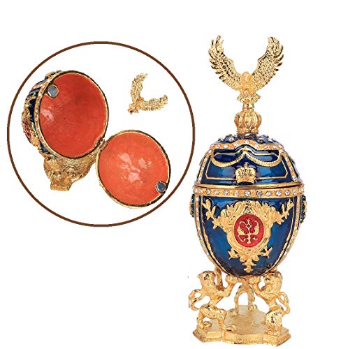 Preisvergleich Produktbild HEEPDD Handgemalte emaillierte Faberge Ei vergoldet glänzenden Diamanten Schmuckschatulle für Halskette Armband Schmuckstück Home Desktop Decor Geschenke