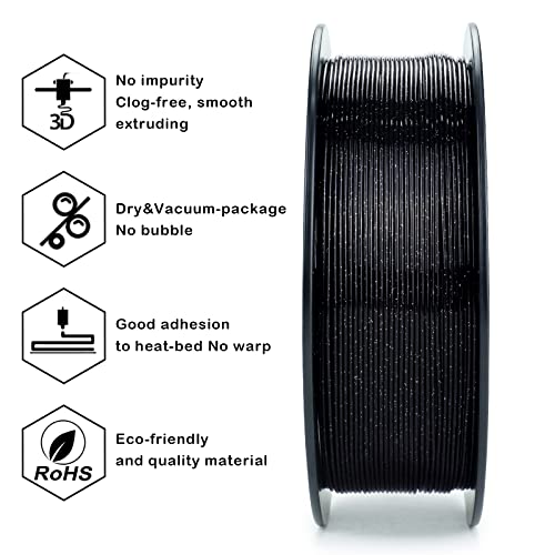 Image of ZIRO Glitter PLA Filament 1.75mm, Sparkle Translucent 3D Printer Filament, Twinkle Series 2.2lbs Pure Color Spool, Neatly Wound, Fit Most FDM 3D Printers, Twinkling Black