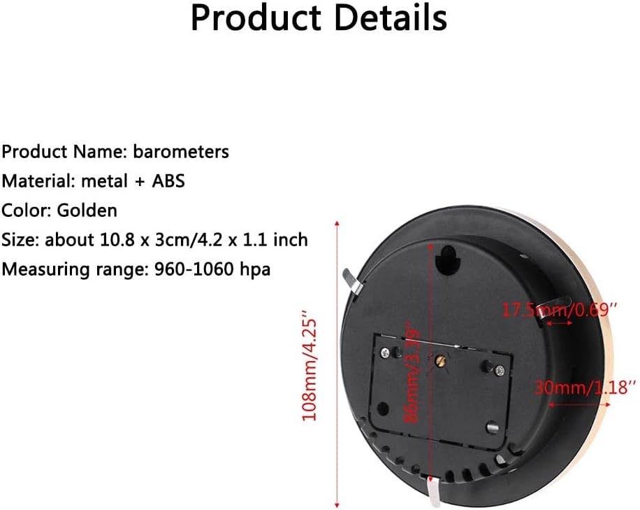 Barometer,barometers for The Home,barometric Pressure Gauge,barometers Weather Instruments,barometers for The Home Wall Barometer, Golden