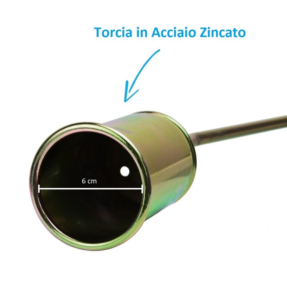 Paluplus Cannello per Saldature a Leva, lunghezza 60 cm, Bruciatore a Gas in Acciaio Zincato, Intensità di Fiamma Regolabile, Pistola per Asfalto, Guaina, per Sverniciatura, Potenza 35Kw -64L